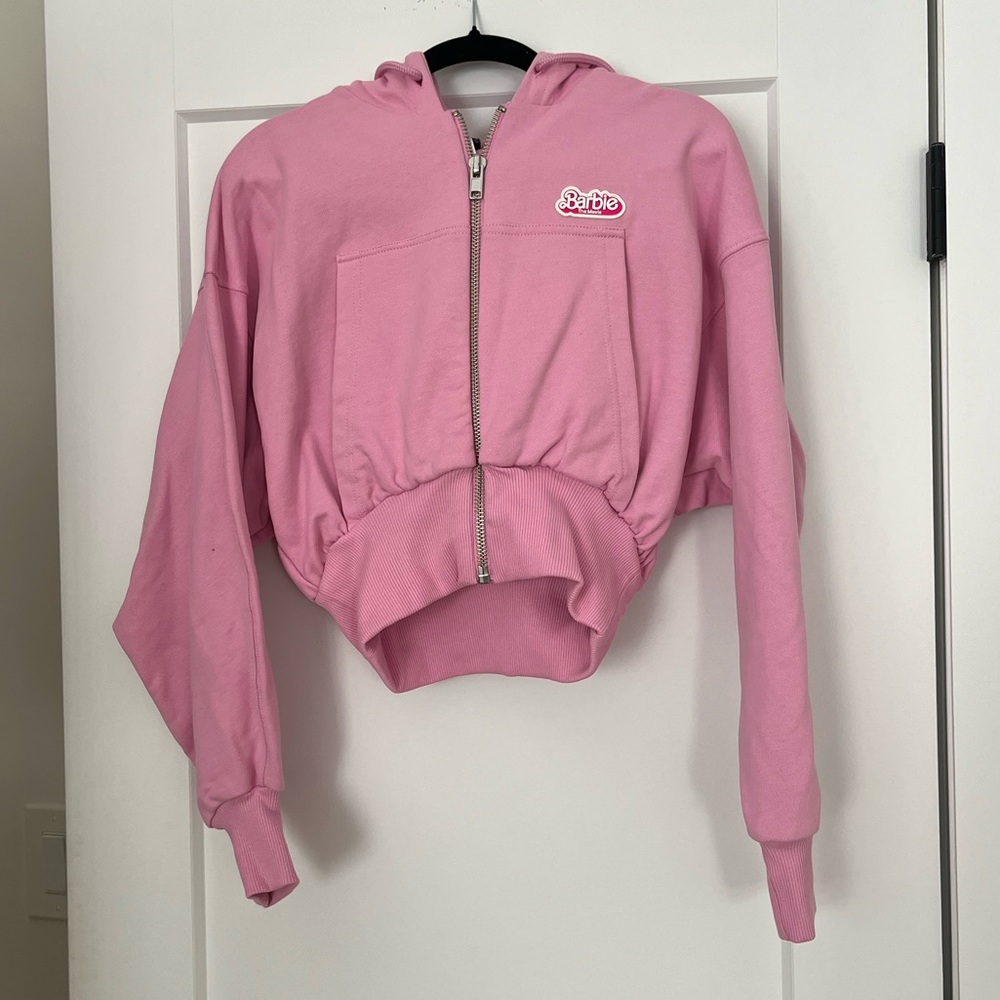Zara Barbie pink zipper hoodie medium